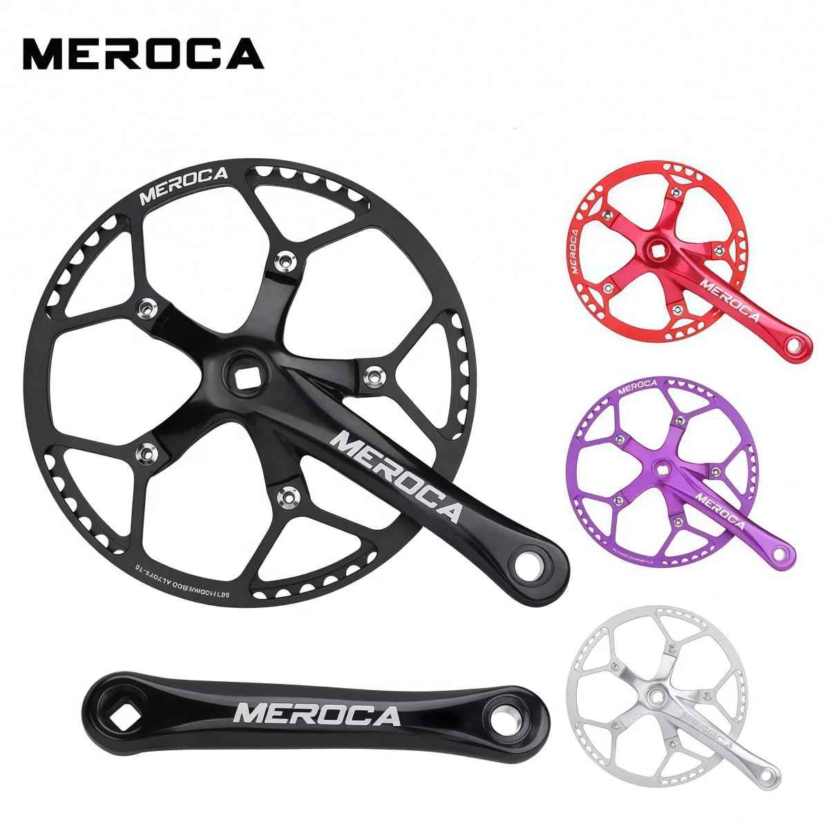

MEROCA 130BCD 170 MM Crank Arms Aluminum Square Taper Crankset For Folding Bike – 45T/47T/53T/56T/58T Chainring Options