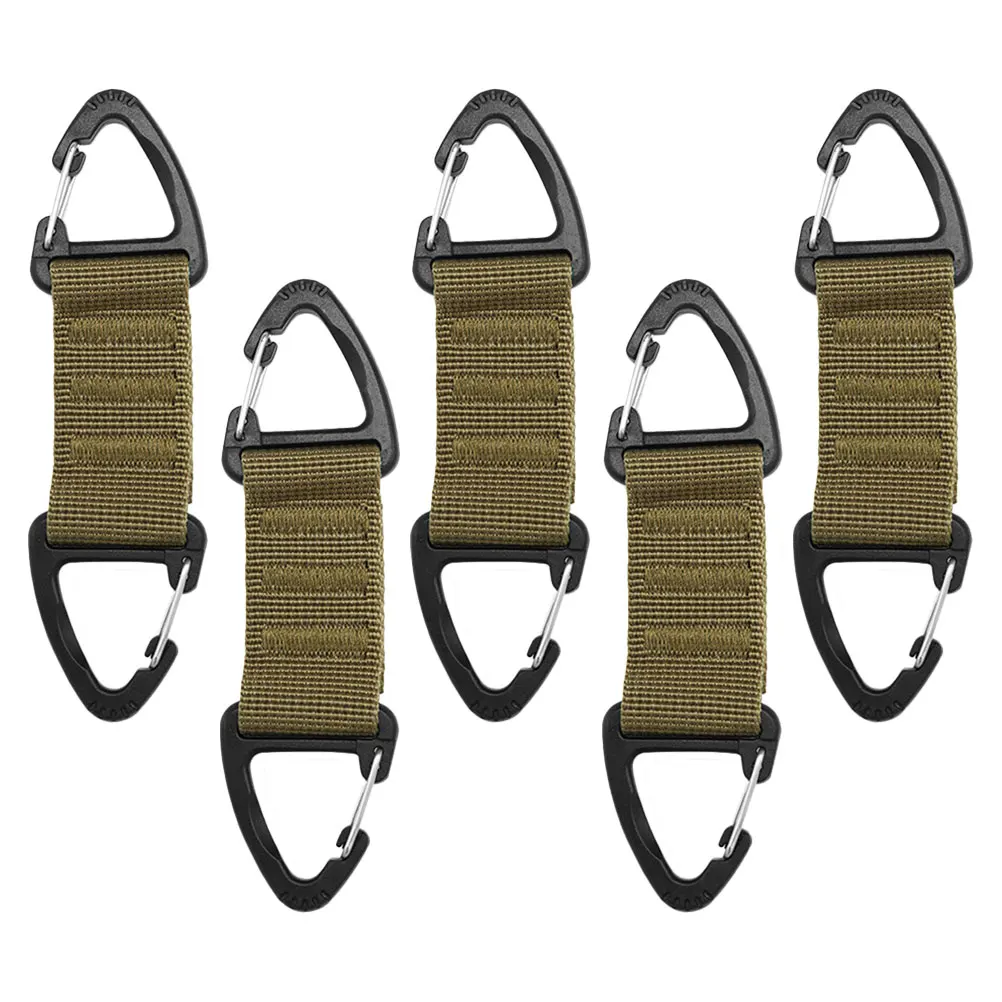 

5Pcs Carabiner Keychain Camping Mountaineering Buckle Nylon Webbing Triangle Hook Heavy Duty Bottle Strap Outdoor Gear
