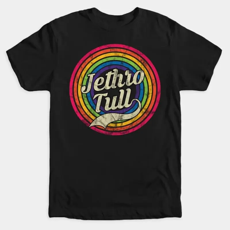 Jethro Tull Retro Sbiadito Arcobaleno Ian Anderson Maglietta Spessa Come Un Mattone Aqualung-image