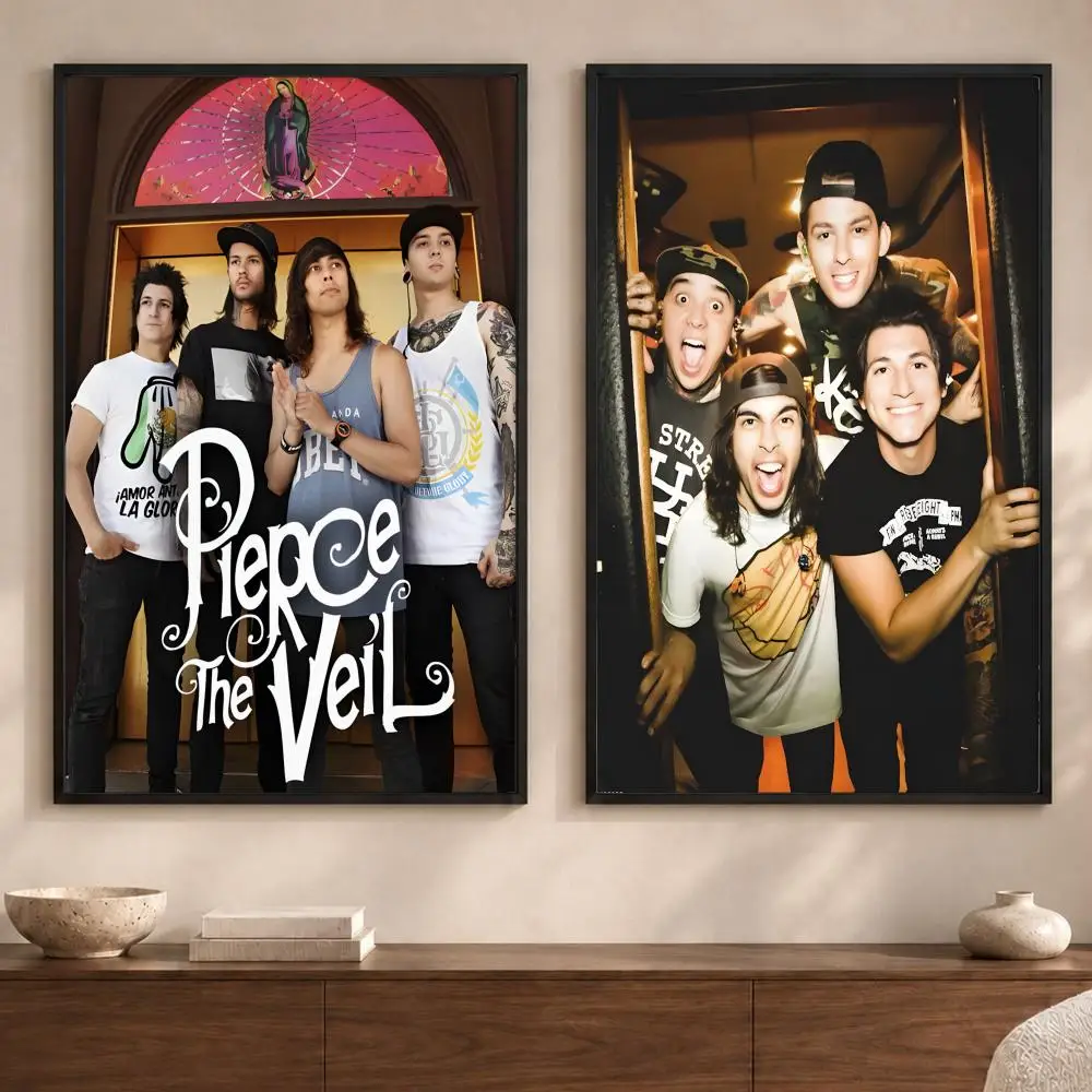 Band P-Pierce the VeilS Poster Art  Self-Adhesive No Glue Residue Wall Sticker for Home Office Nursery