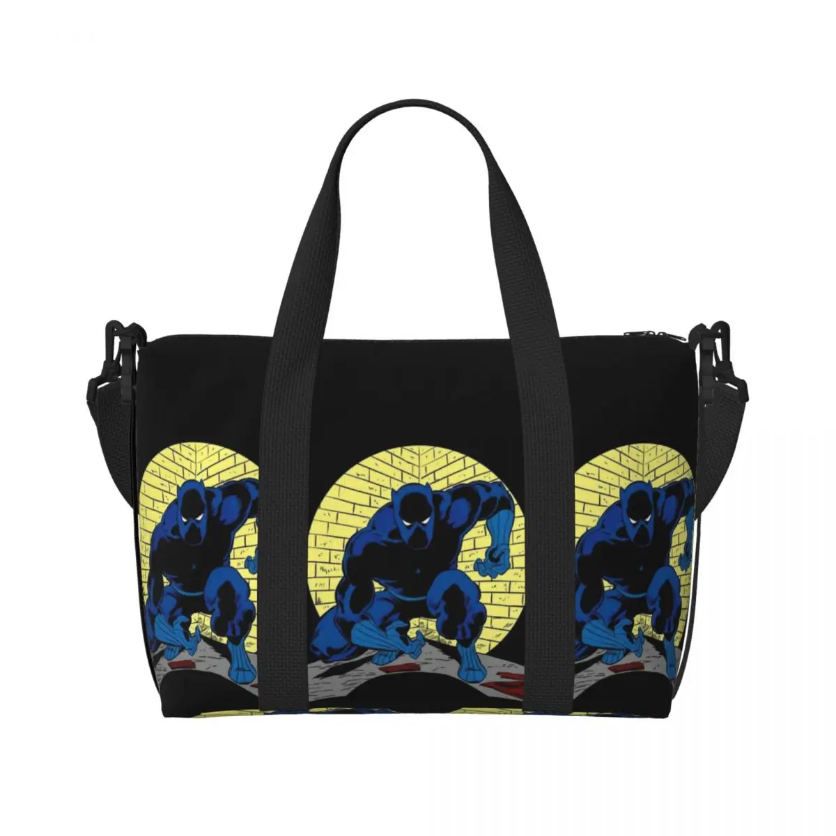 Custom Black Panther Comic Grocery Tote Shopping Bags Women Large Capacity Superhero Gym Beach Travel Bags