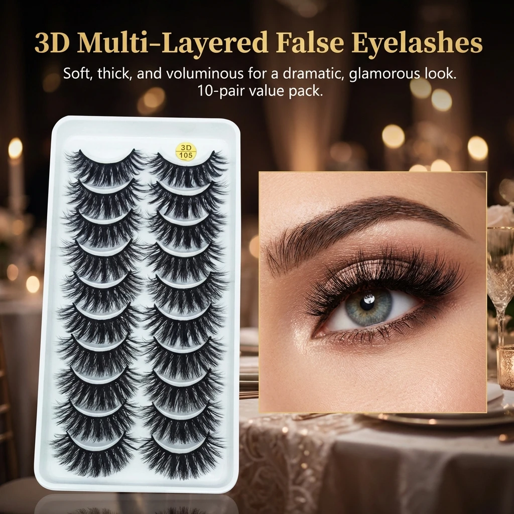 3D False Eyelashes full srips 10 Pairs Soft Thick Multi Layer Design For Daily And Party cosplay lash makeup - view 4