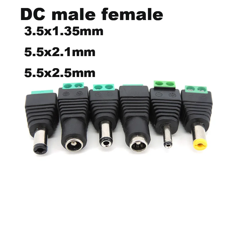 DCおよびオスコネクタ,オスプラグ,電源アダプター,LEDストリップライト,5.5x2.1mm, 5.5x2.5mm, 3.5x1.35mm