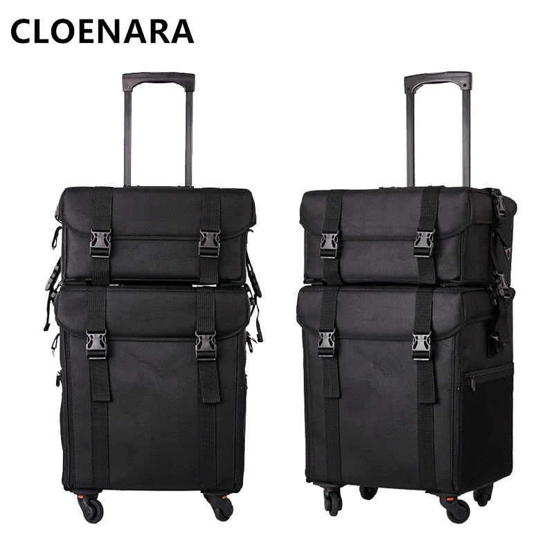 COLENARA Luggage Ladies Trolley Bag Large Capacity Nail Technician Professional Beauty Tools Box with Wheels Rolling Suitcase