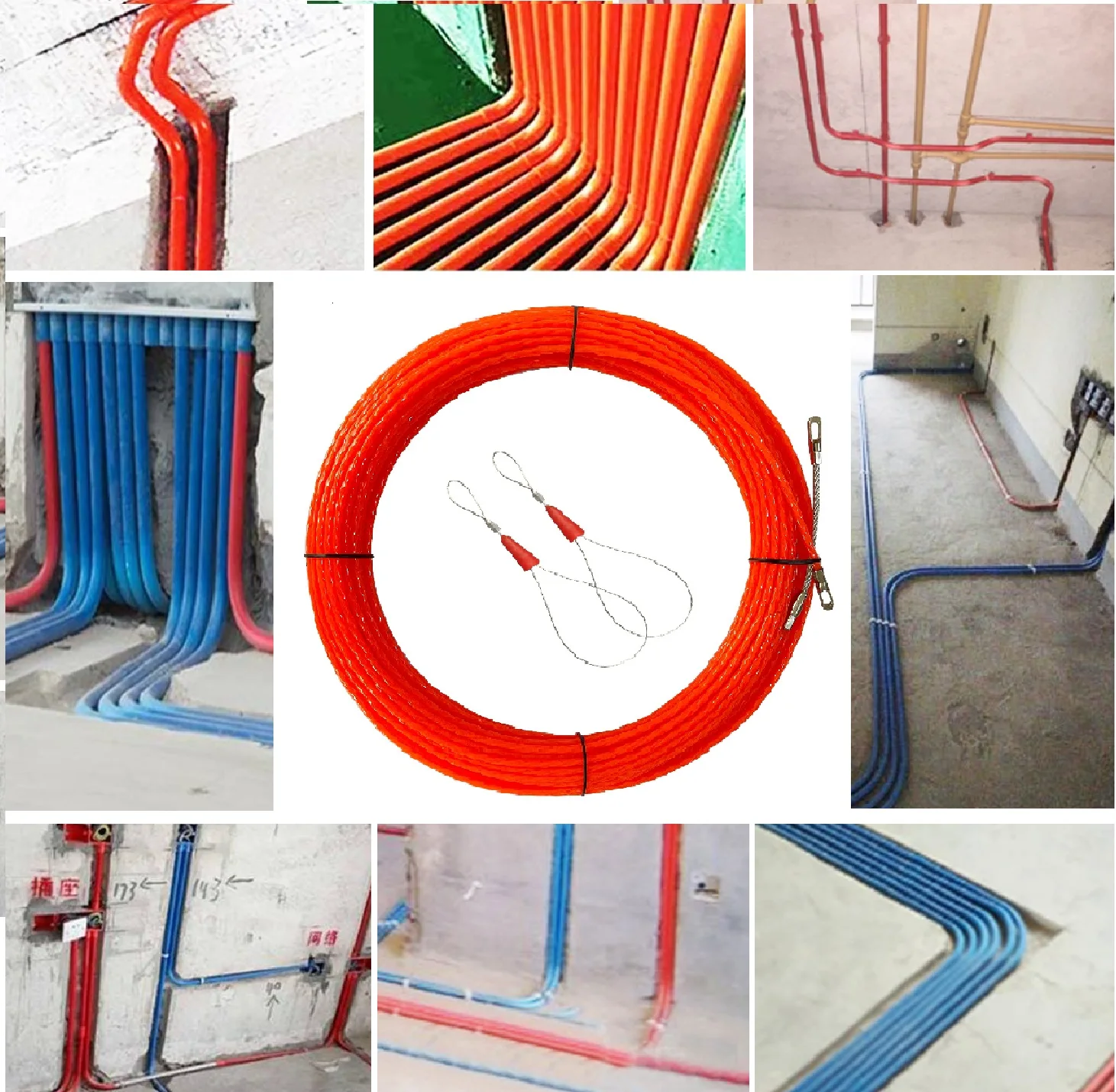 15m/30m/50m Duct Rodder Fish Tape Wire Rod Electrical Cable Puller Rod Through Wall Threader Kit