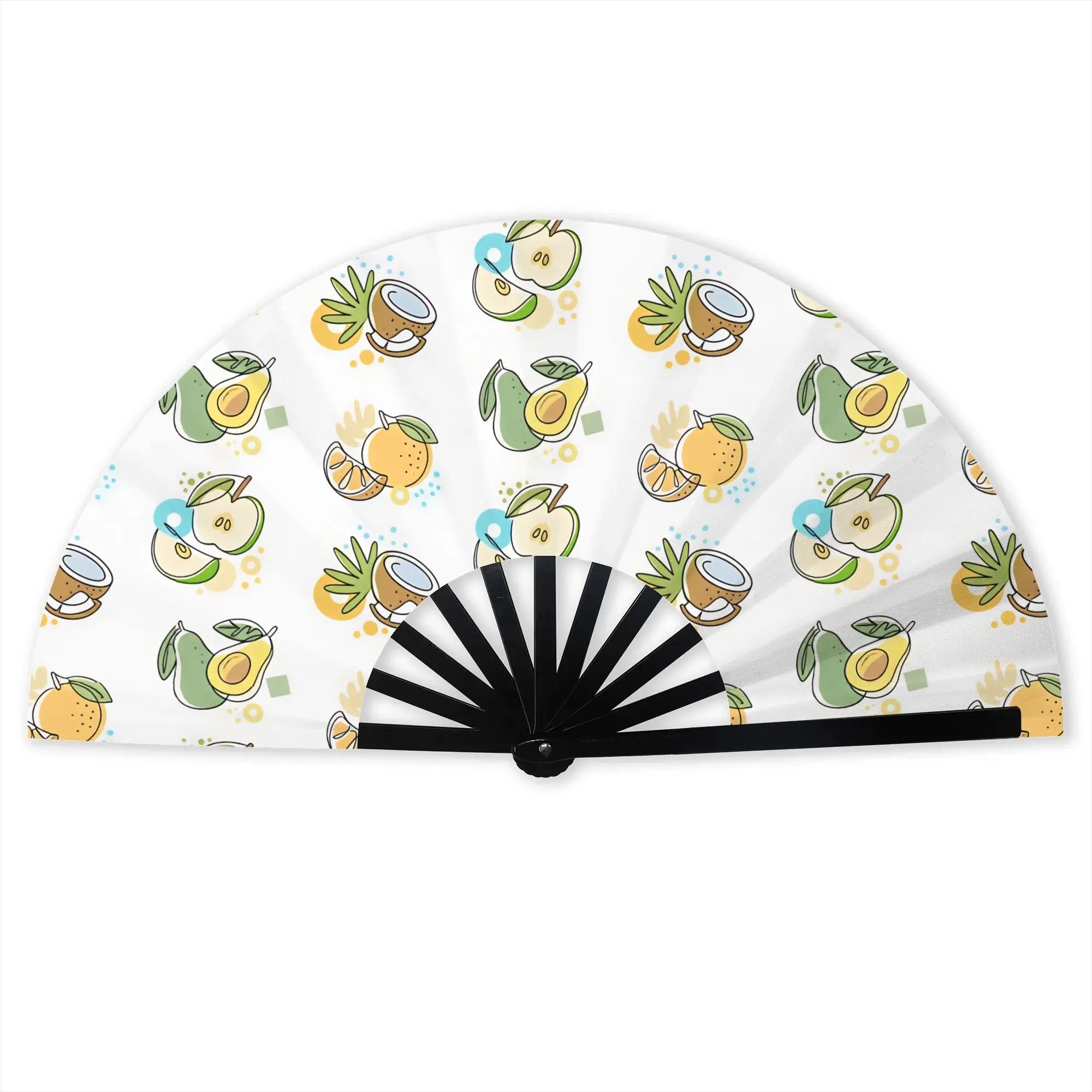 Avocado Apple Orange Coconut Folding Hand Fan Tropical Fruit Polyester Fabric Fan Fashion Summer Accessory Decorative Fans