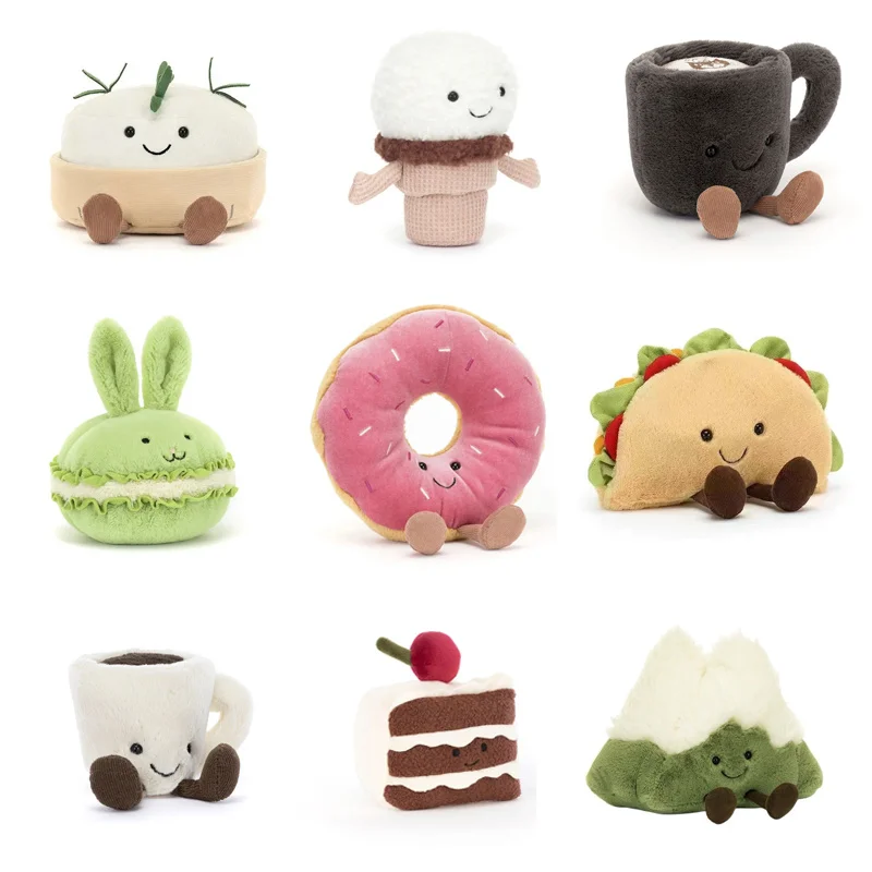 

Cute JC Gourmet Series Plush Doll Toys Strawberry Cake Milk Tea Soft Cuddly Stuffed Toy Home Decor Birthday Girl Exquisite Gift