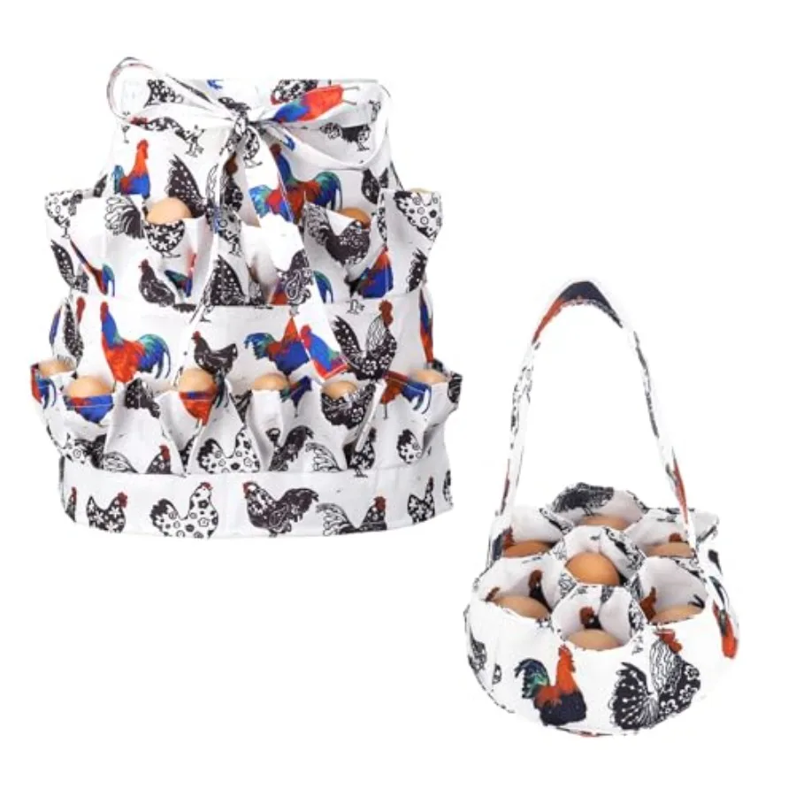 Grembiule e cestino per la raccolta delle uova Grembiule per pollo con 12 tasche profonde e 7 cestini con tasche profonde