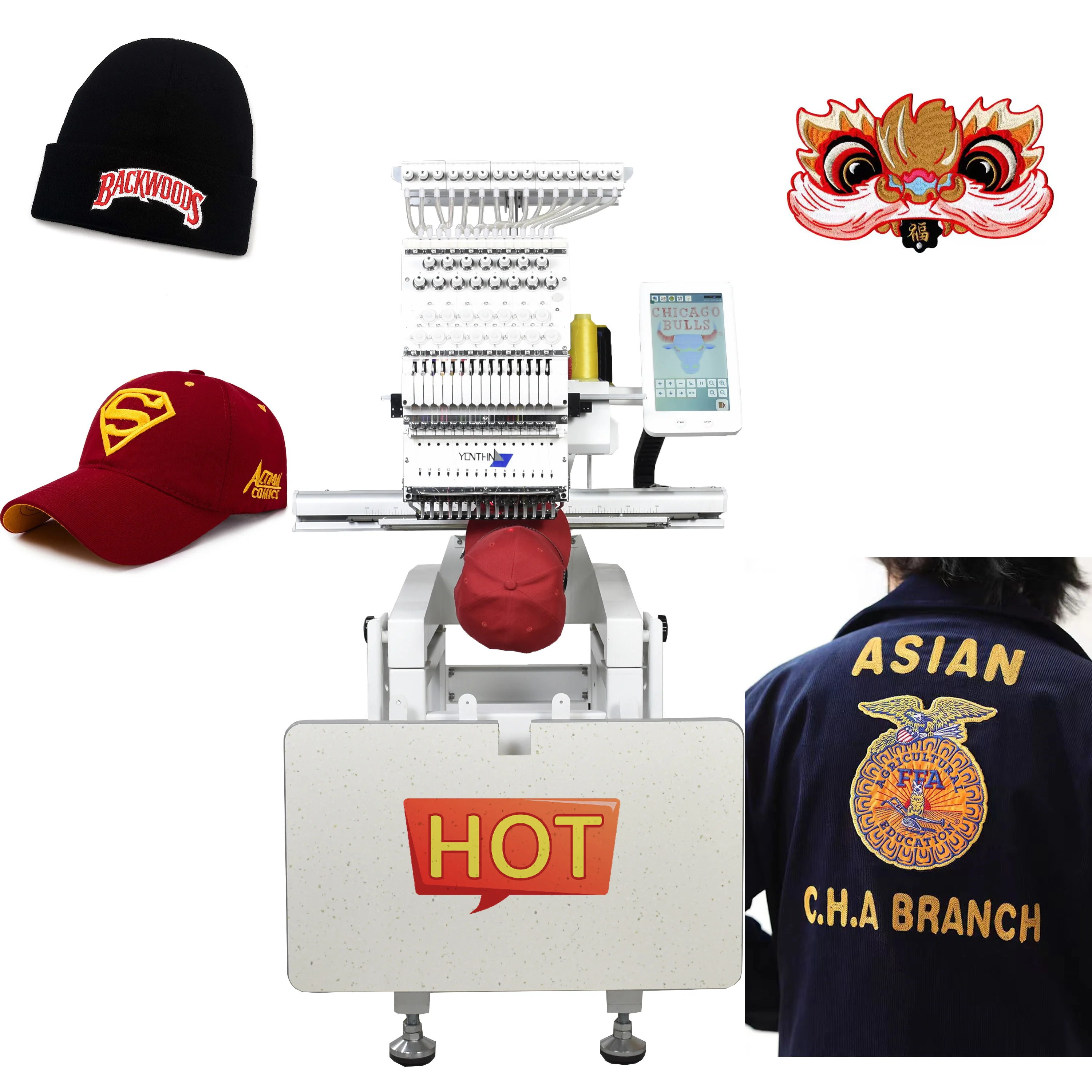 

Yonthin Hot Sell Computerized Small Computer Single Head Embroidery Machines Price For Hat T Shirt Logo Garment Shops