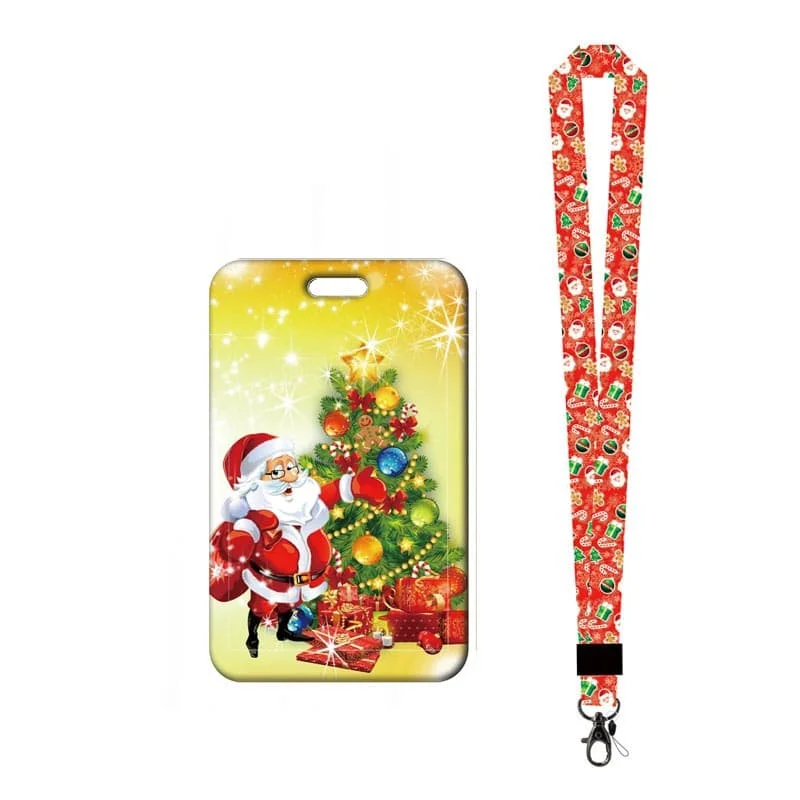 Weihnachten Gnome Kartenhalter Lanyard Schlüsselanhänger Yule Tür Kartenetui Umhängeband Chrimbo ID Ausweishalter Schlüsselzubehör – Detail 16