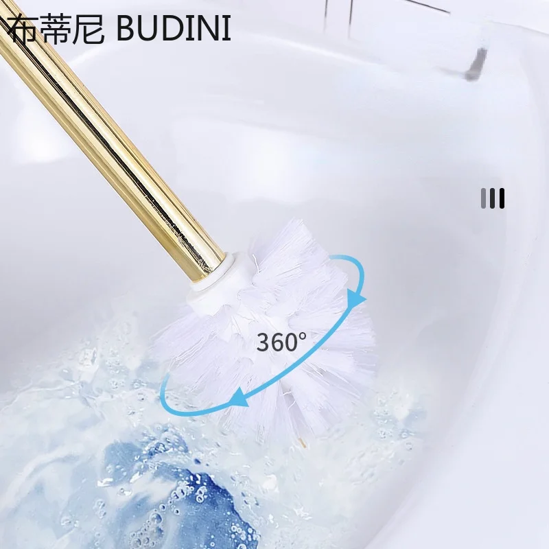 Nordic Ceramics Floor-standing Toilet Brush Round Shape Soft Fur Quick Draining Cleaning Brushes Bathroom Accessories with Base