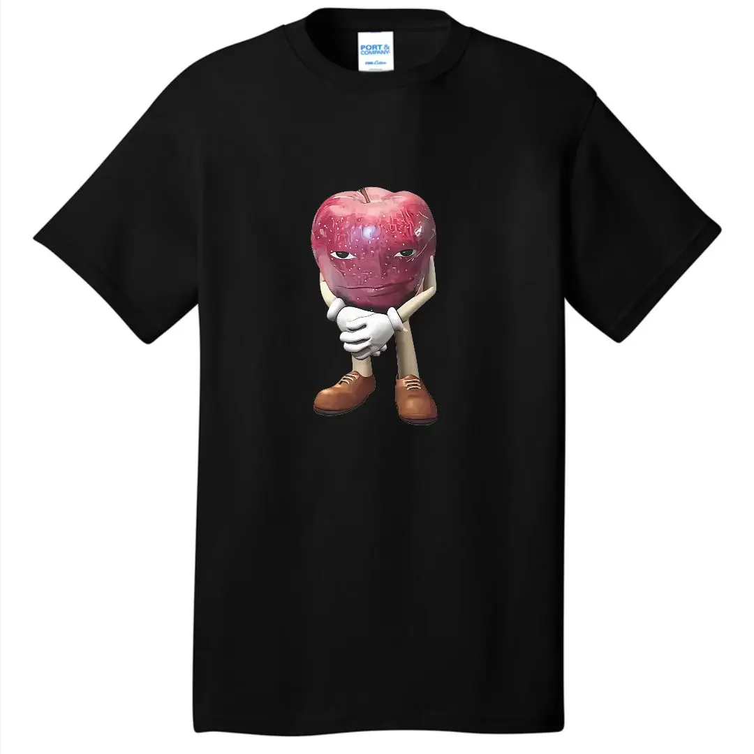 Kaos katun kualitas tinggi pria, T-shirt atasan lengan pendek kasual Retro Apple dengan wajah Meme uniseks image 6