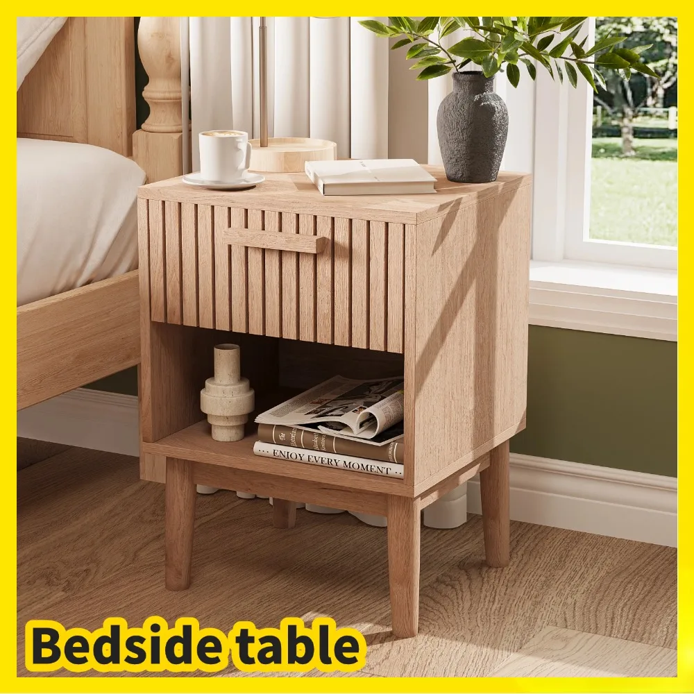 Bedside TableModern Bedside Table,Wood Color with 1 Drawer, for Bedroom,for Living Room 40×35×55cm Bedroom Furniture