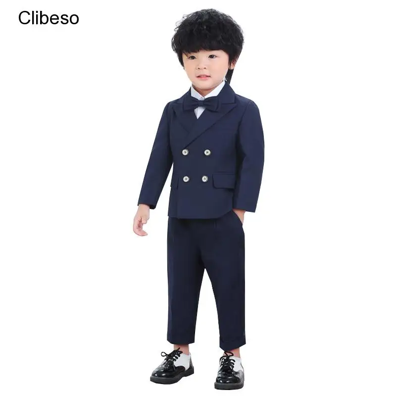 2024 Christening Clothes For Child Boys Kids Elegant British Style Tailored Suit Infant Prince Tuxedo Children's Clothing Sets