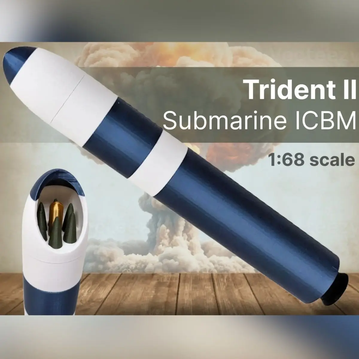 

High Precision Detail Trident Ballistic Missile Model 1:7 Intercontinental Missile Realistic Military Enthusiast Gift 3D Printed