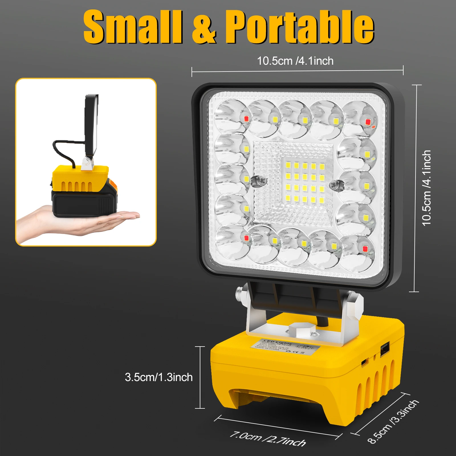 36LED For Dewalt Tool Lamp LED Work Light Portable Flashlight Outdoor Spotlight for DEWALT 18V-20V Li-ion Battery