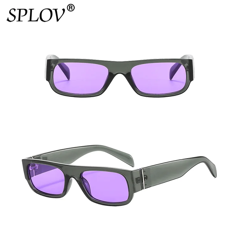 Retro Small Rectangle Women Sunglasses Men Fashion Shades Champagne Purple Eyewear Black Trendy Square Gafas De Sol UV400