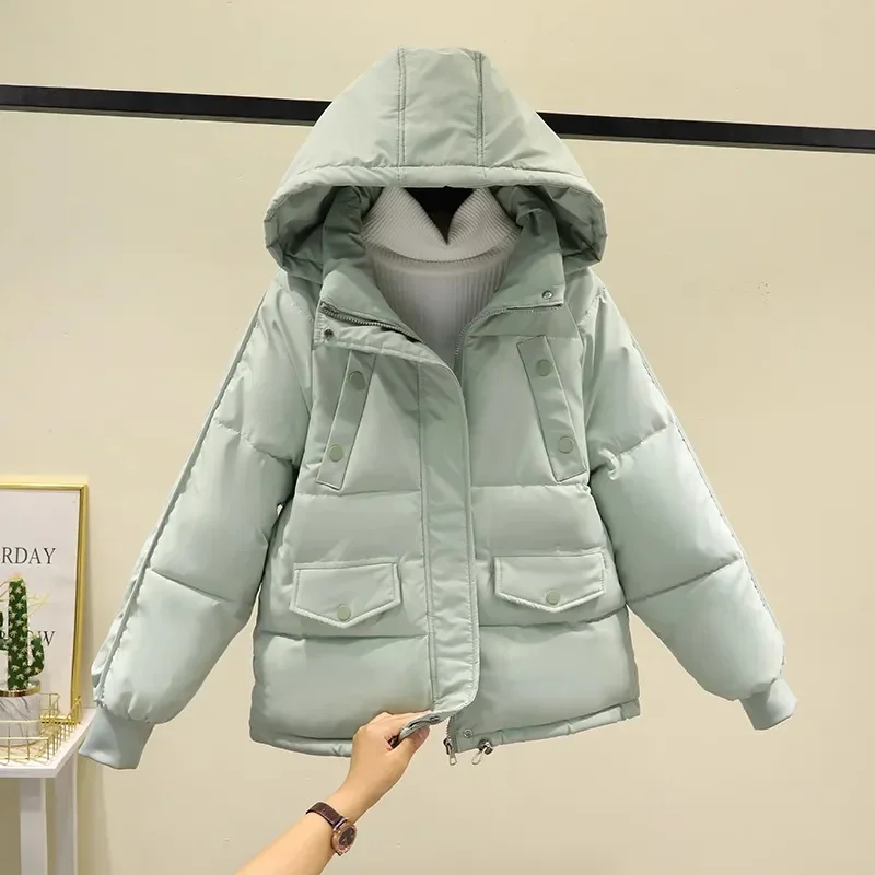 

Women Cotton Padded Jacket 2023 New Women's Parkas Lady Winter Thicken Loose Warm Jackets Female Hooded Parka Outerwear Clothing