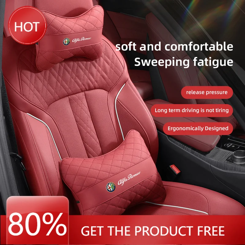 Hub Caps Car Seat Head Support Cushion Lumbar Pillow Interior Accessories For Alfa Romeo 156 159 147 4C 8C 166 Giulia Giulietta