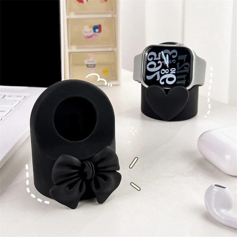 3D Bow Soft Silicone Bracket Charger Dock Station Charging Holder For Apple Watch Stand Series Ultra 8 7 6 5 4 SE 3 Accessories