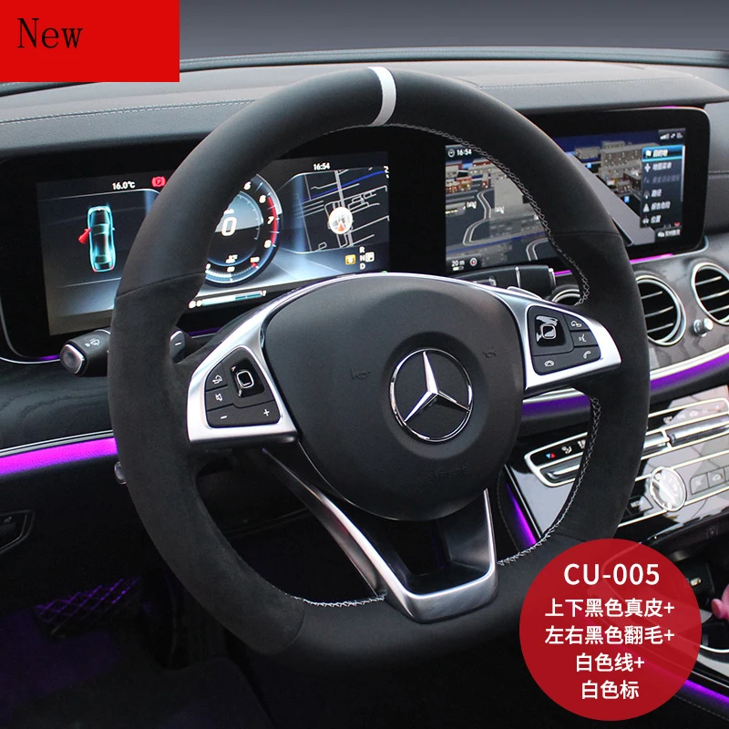 DIY Hand-Stitched Suede Car Steering Wheel Cover for Mercedes Benz CLS260 GLE320 C-class Coupe ML320 ML400 Interior Accessories