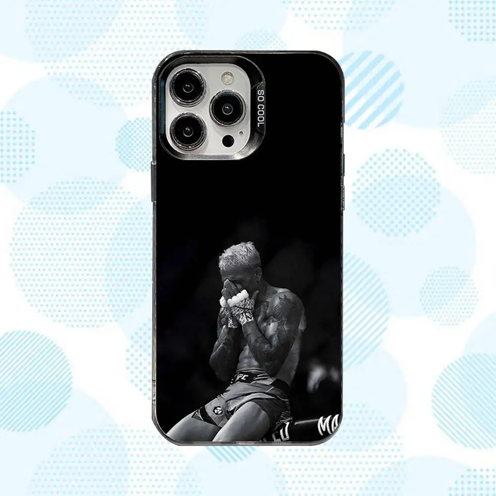 حافظة هاتف C-Charles Fighting Oliveira لهاتف iPhone 16,15,14,13,12,11,Mini,Pro,SE,MAX غطاء أبيض غير لامع مقاوم للصدمات