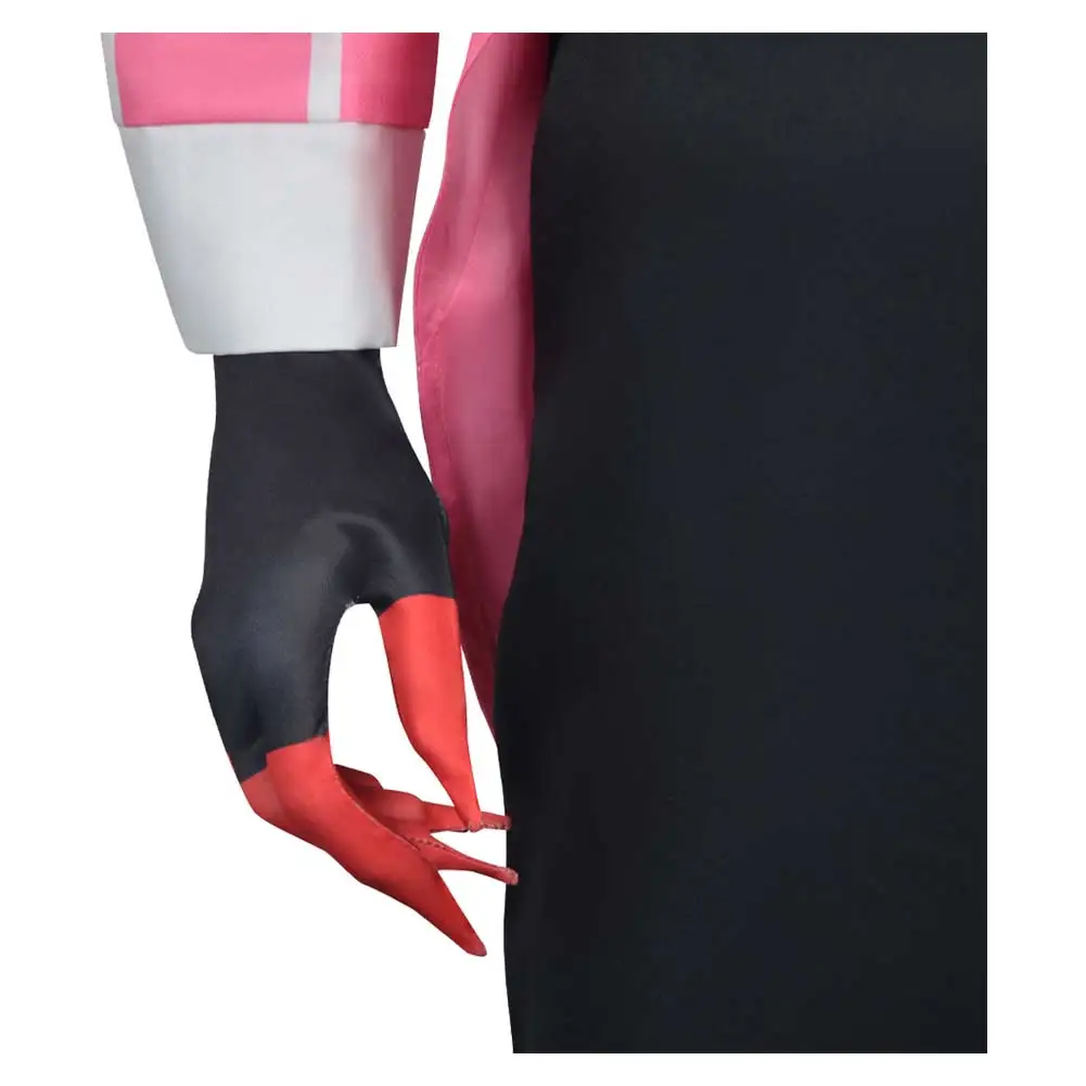 TV Hell Inn 2 Alastor تأثيري الوردي البدلة زي مخطط معطف السراويل قفازات الملابس مجموعة هالوين لعب الأدوار موحدة كرنفال حفلة