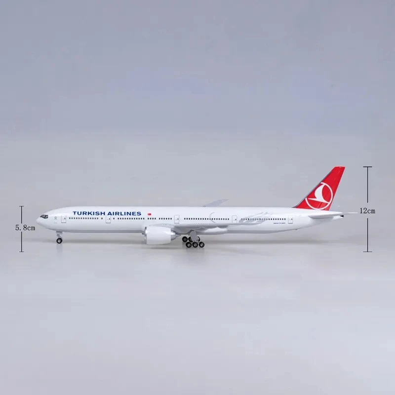 1:157 Scale 47cm Large 777 Airplane Model Turkish Boeing B777 Aircraft Model Die-cast Aircraft with LED Lights For Collector