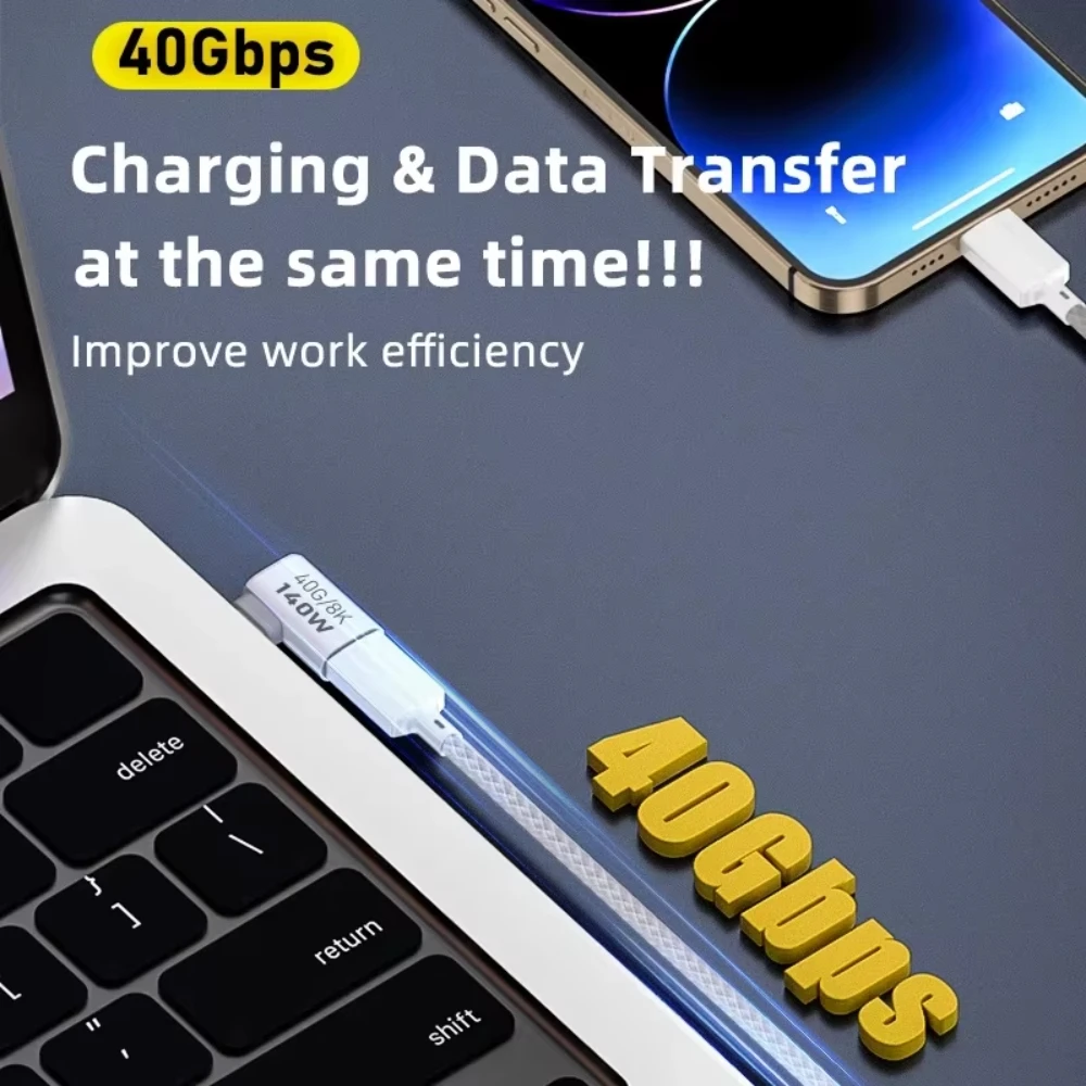 NNBILI 140W 40Gbps OTG Type C Adapter 90 degree USB C to Type C Fast Charging USB3.1 Data Transfer Adapter For iPhone 15 Macbook