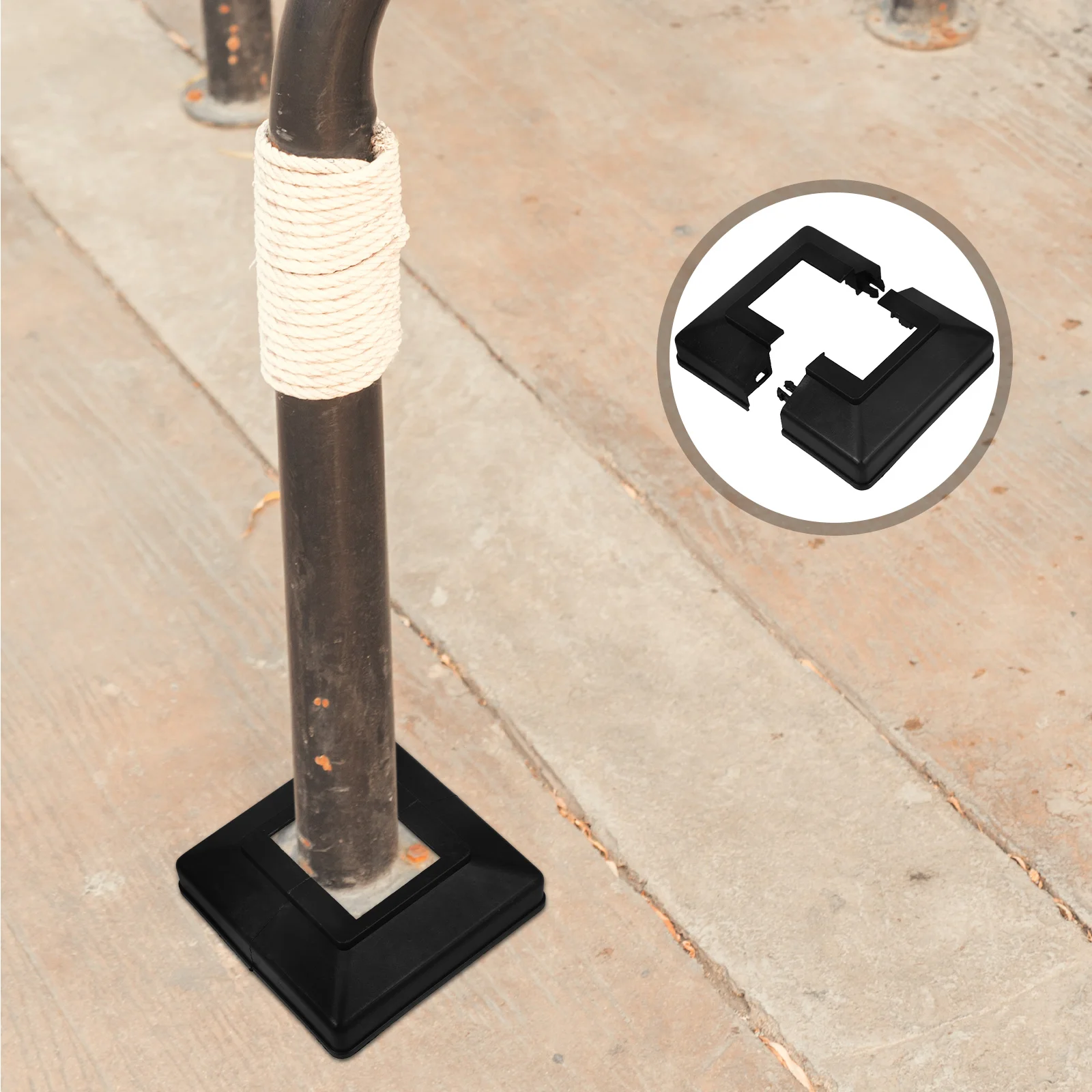 

6pcs Deck Post Base Cover Split Style Vinyl Fence Post Skirt Square Replacement Plastic Railing Cover For Outdoor Fence Parts