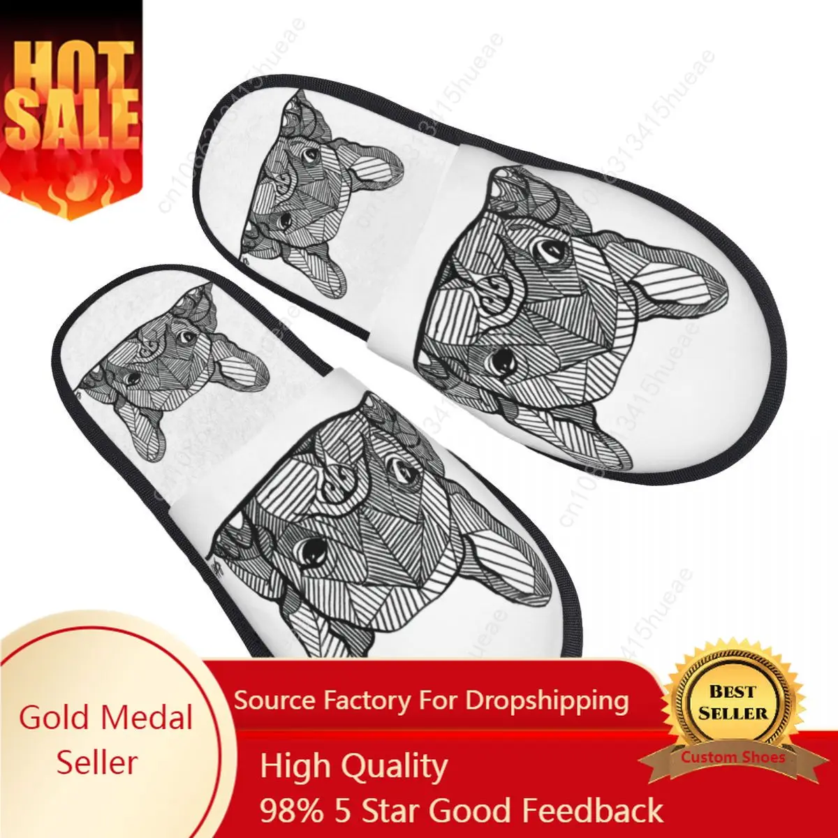 

Custom French Bulldog Memory Foam Slippers Women Cozy Warm Frenchie Dog Lover House Slippers