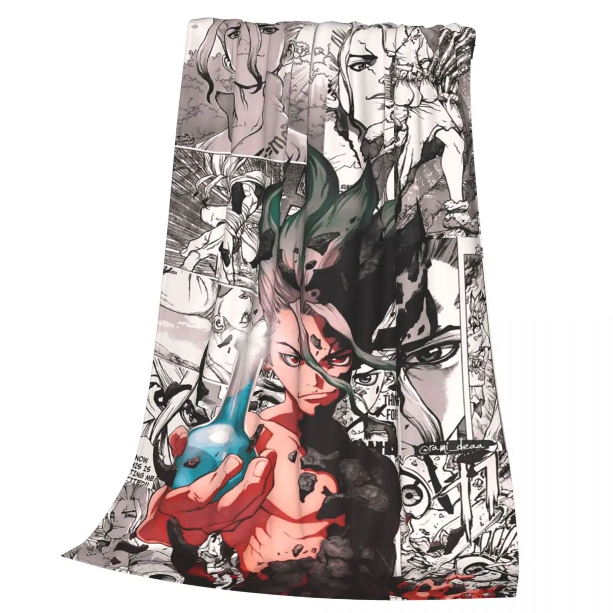 Senku Ishigami Dr Stone Apan Anime Blankets Soft Warm Flannel Throw Blanket Cover for Bed Living room Picnic Travel Home Couch