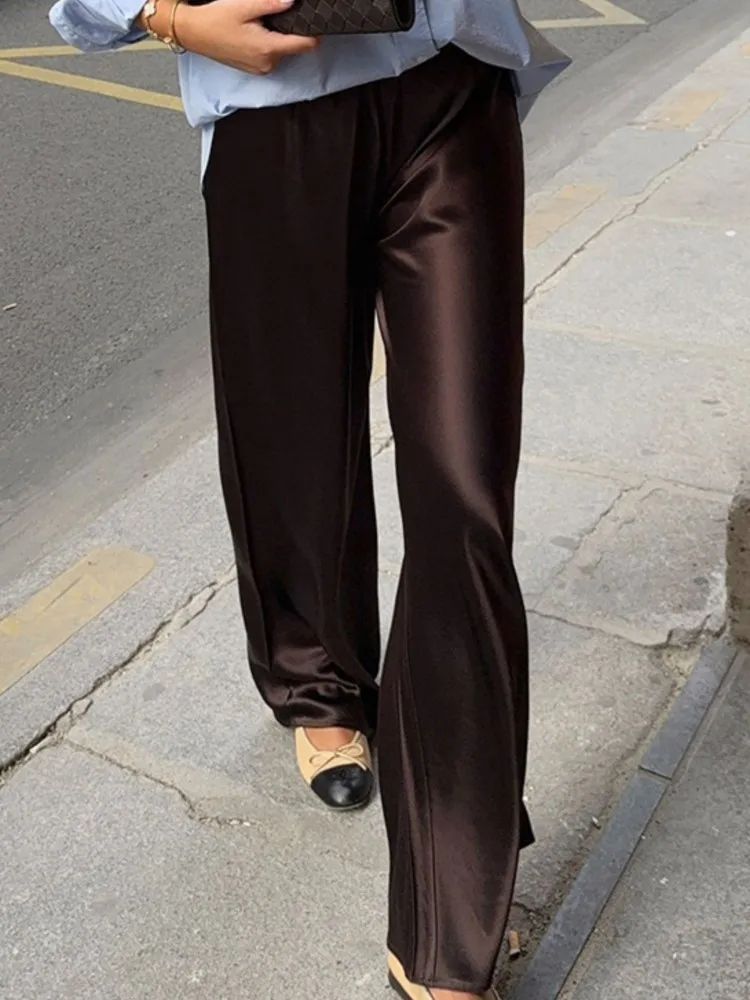 

New American Women's Clothing High Waist Straight Long Pants Casual Solid Color Trousers Simple Style All-match Temperament Slim