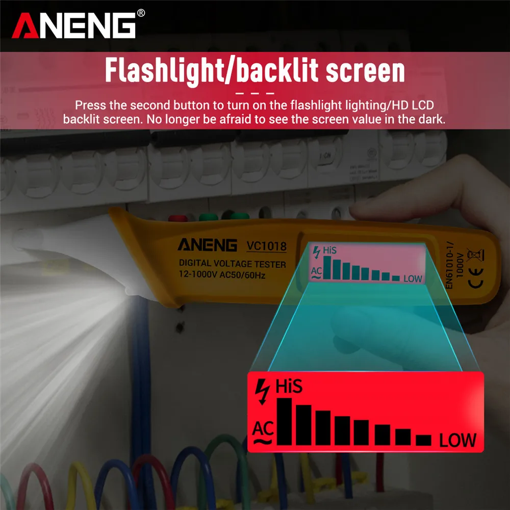 VC1018 Non-contact Electric Tools Sensor Tester Pen Smart Ac Voltmeter 1000v Voltmeter Meter Buzzer Detector Power Tools ANENG