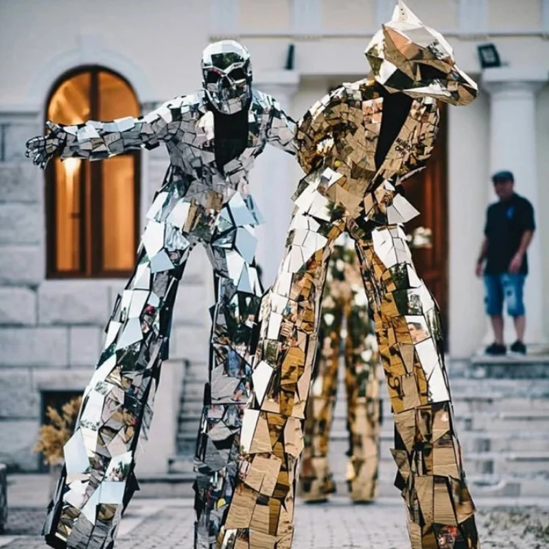 

Mirror Animal Head Stilts Costume Hand Sew Parade Party Show Performance Suit Music Festival Customise Diy Fashion Zodiac Signs