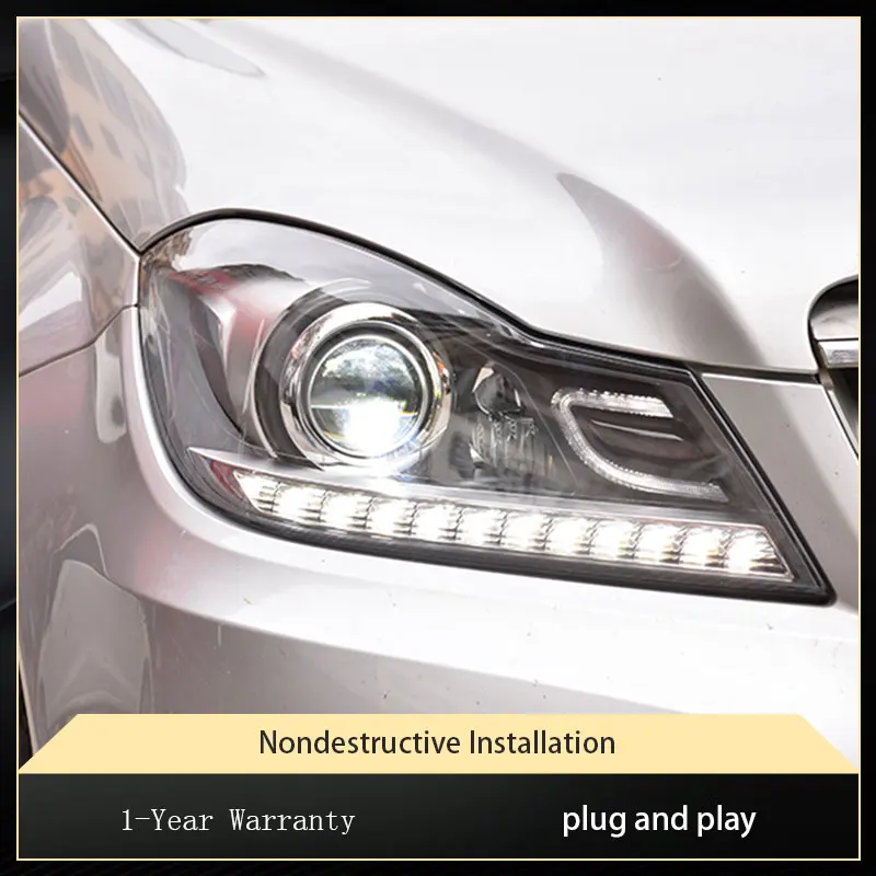 Headlight For Benz Class C180 C200 W204 2011 2012 2013 2014 Head Highlight Configure Design Turn Signal Front Lamp Accessories