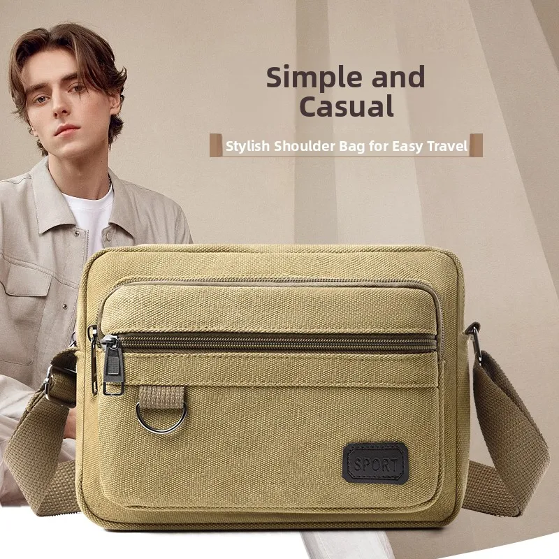 

Новая мужская сумка через плечо, парусиновая сумка для хранения, модная портативная сумка на одно плечо для отдыха, повседневная сцена на молнии