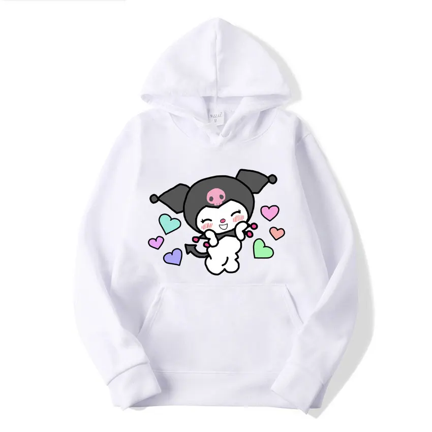 Purple Kuromi Cartoon Anime Women Pullover Tops Spring Autumn Men Oversized Sweatshirt 2024 New Couple Hoodie Clothes