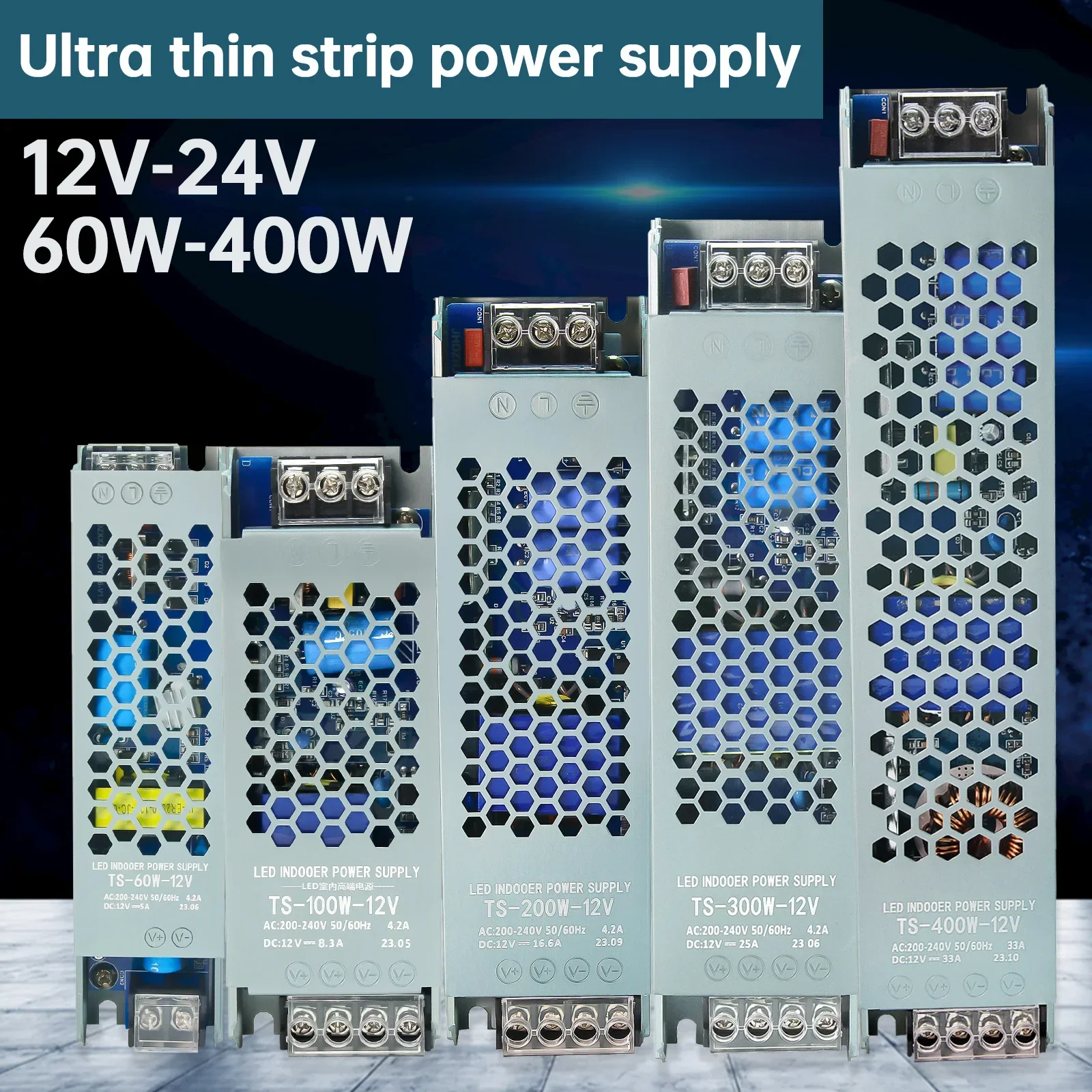 Switching Power Supply Light Transformer 60W 100W 200W 300W 400W DC 12V 24V Power Supply Source Adapter For Led Strip CCTV