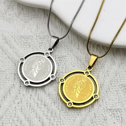 San Judas Tadeo Stainless Steel Pendant Necklace for Men Women Rhinestone Saint Jude Thaddeus Religion Chain Necklace Jewelry