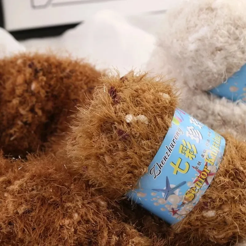 50 جرام فينيكس أسفل الغزل ، الصوف المرجاني تقليد الفراء الغزل ، طويل الشعر المنك المخملية ، وشاح المنسوجة يدويا ، قبعة أذن القط قوس قزح الفول الموضوع #4