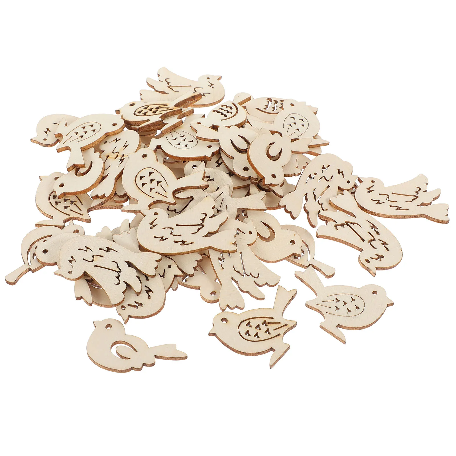 

50pcs Shaped Bird Shape Slice Slices Unfinished Diy Craft Hanging Decor Party Wedding Bird Decor Ornament Pieces