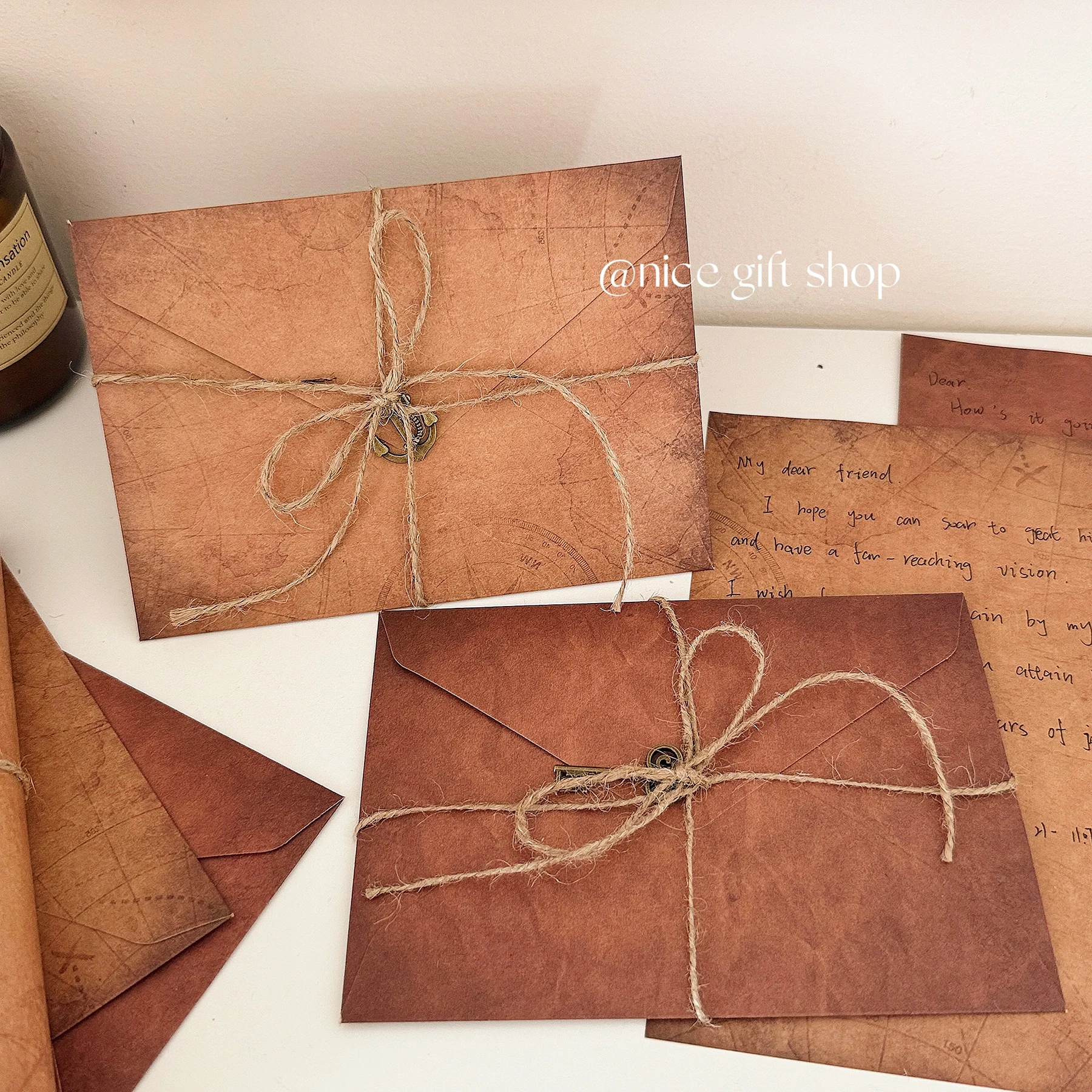 

Vintage kraft paper envelope set Handwritten love letter blessings Party invitations Give it to your boyfriend