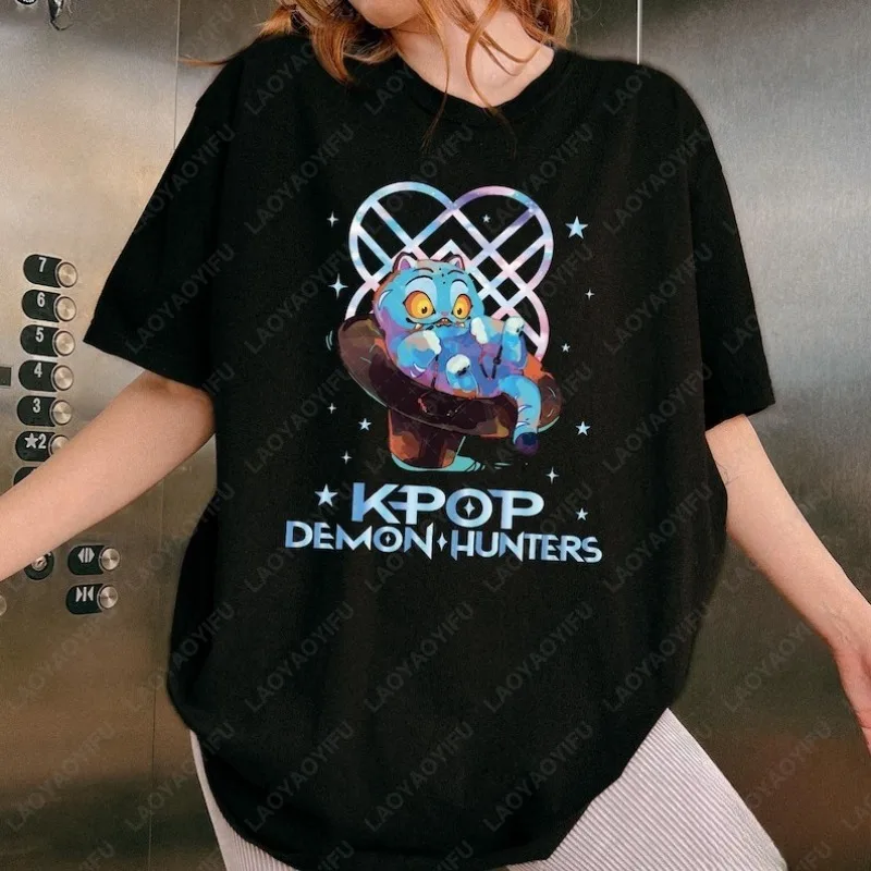 

Kpop Demon Hunters Tiger Merch Shirt Fan Gifts Derpy Tiger and Bird Demon Cotton Clothing Men Women Casual Kawaii Hipster Tees