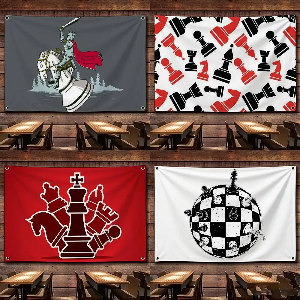 Chess Board   Flags Wall Hanging Tapestry Outdoor Garage Room Decorative flag Background Blanket
