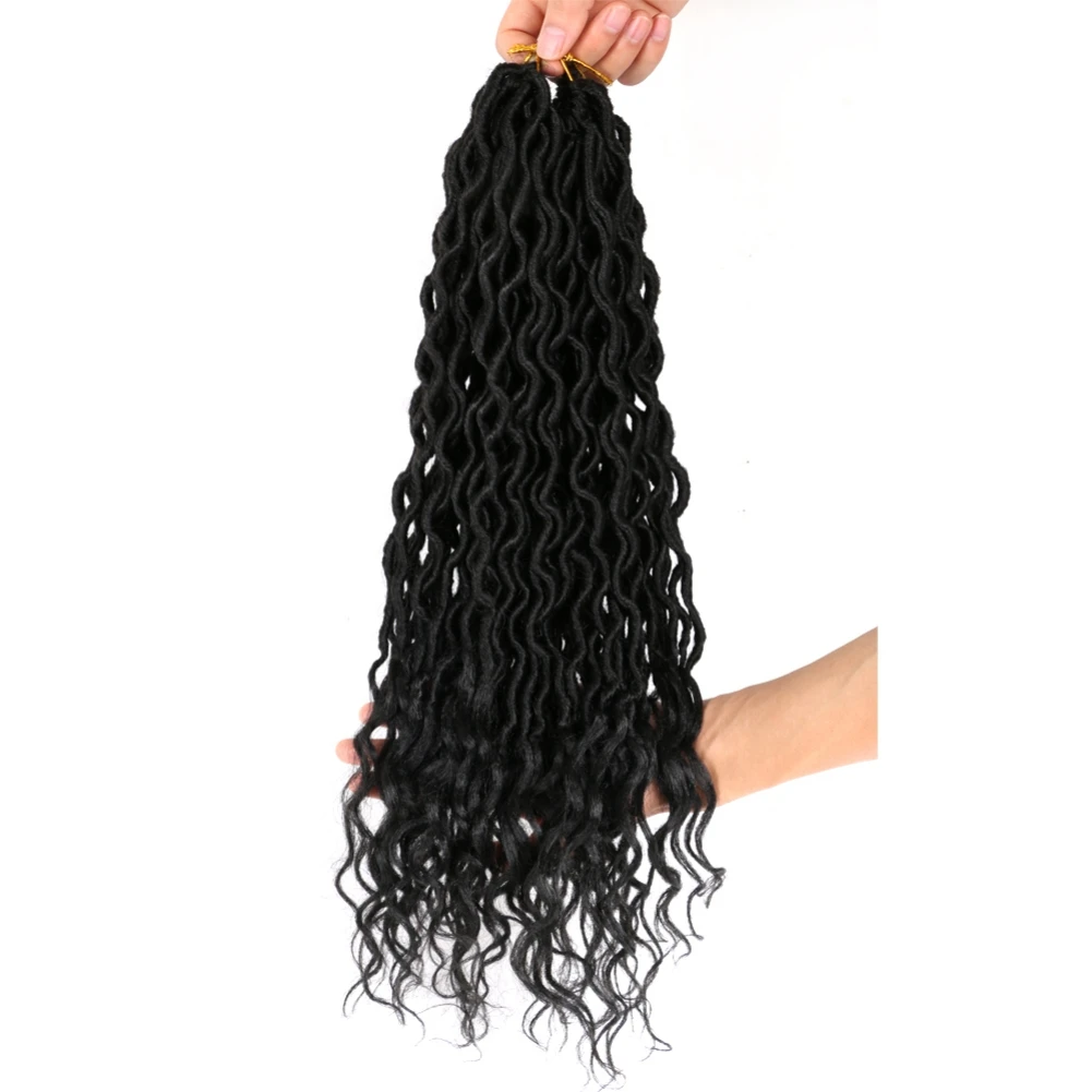 آلهة Locs متموجة كروشيه اصطناعي تجديل الشعر 20 بوصة متموجة الكروشيه تجديل الشعر أومبير كروشيه اصطناعي تجديل الألياف الشعر