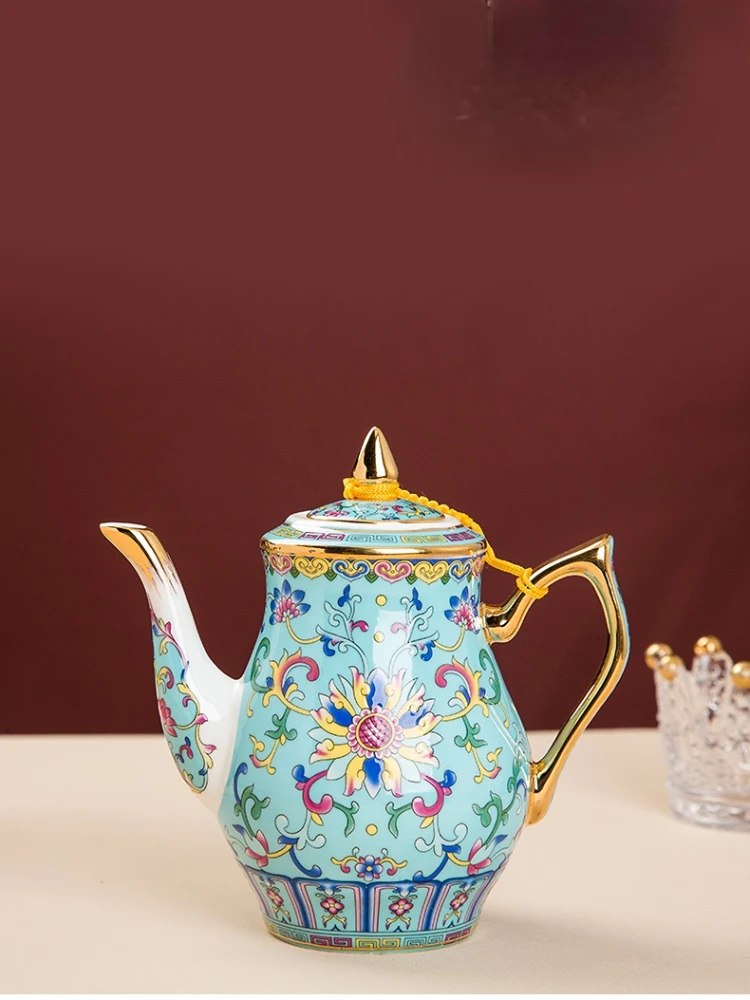 Enamel Color Vinegar Pot Single Household Small Wine Pot High-End Court Chinese Hotel Sauce Boat Jingdezhen Ceramic Tableware