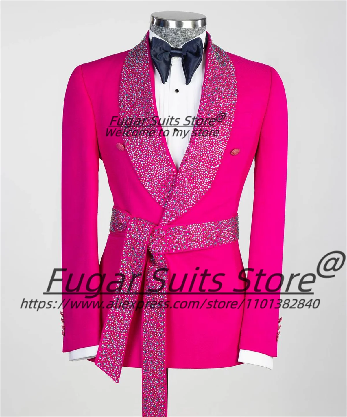 

Shiny Diamond Shawl Lapel Men Suits Slim Fit Fashion Man Wedding Tuxedos 2 Pieces Sets Handsome Male Blazers Casual Ropa Hombre
