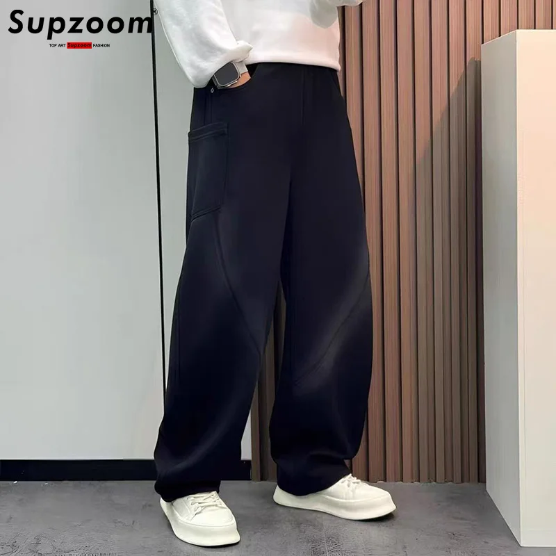 

Supzoom 2025 Новое поступление, модные топы с эластичной резинкой на талии, свободные трендовые повседневные мужские хлопковые брюки для пар, спортивные штаны