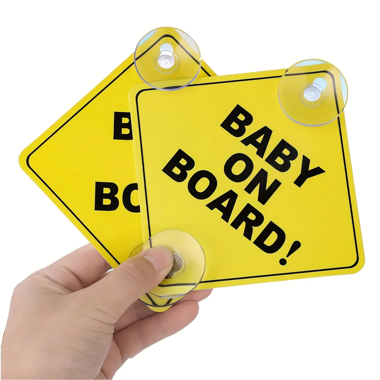 1/2 Uds pegatina de bebé a bordo para coches, señales de advertencia de bebé a bordo con ventosas, duradera y fuerte sin residuos